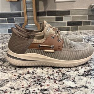 Skechers slip-ins Delson 3.0 Roth Shoes Men Sz 7.5 Taupe Hands Free Slip Ins On